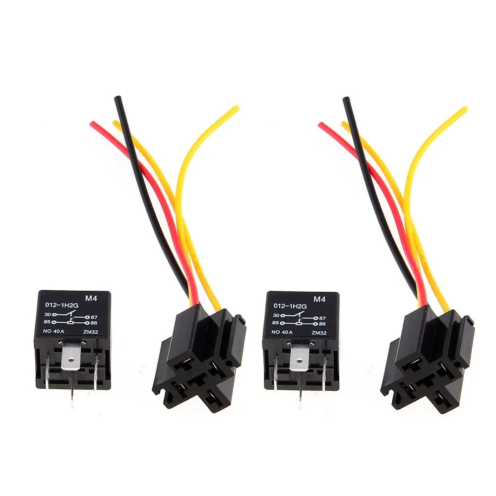

DHDL-2 x Car Relay Automotive Relay 12V 40A 4 Pin Wire with 5 outlets NEW