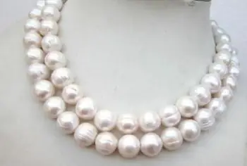 

HUGE AAA 35" 11-12MM SOUTH SEA WHITE BAROQUE PEARL NECKLACE 14K GOLD CLASP