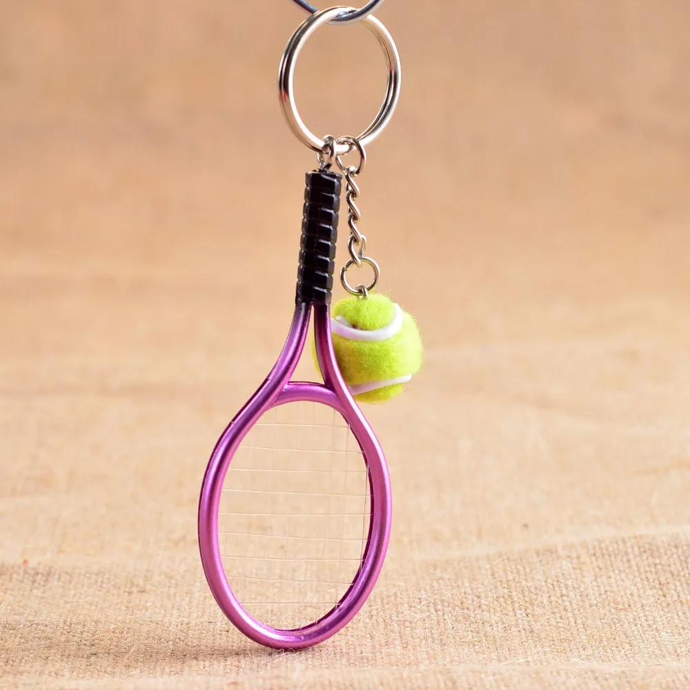 1PC 12x3.7cm 6Colors Mini Tennis Racket Ball Keychain Key Ring Bag Accessories Charm Gift Metal Craft MY 006 | Дом и сад