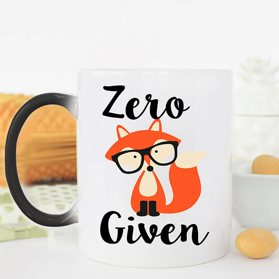 Magic zero fox given coffee mugs cup heat sensitive changing color mug