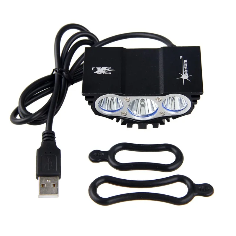 Excellent Black USB Bike Light 3*T6 LED Front Bicycle Headlights 4 Modes Cycling Lamp +Rechargeable Battery Pack +Charger+Safety Taillight 4 Excellent Black USB Bike Light 3*T6 LED Front Bicycle Headlights 4 Modes Cycling Lamp +Rechargeable Battery Pack +Charger+Safety Taillight 4