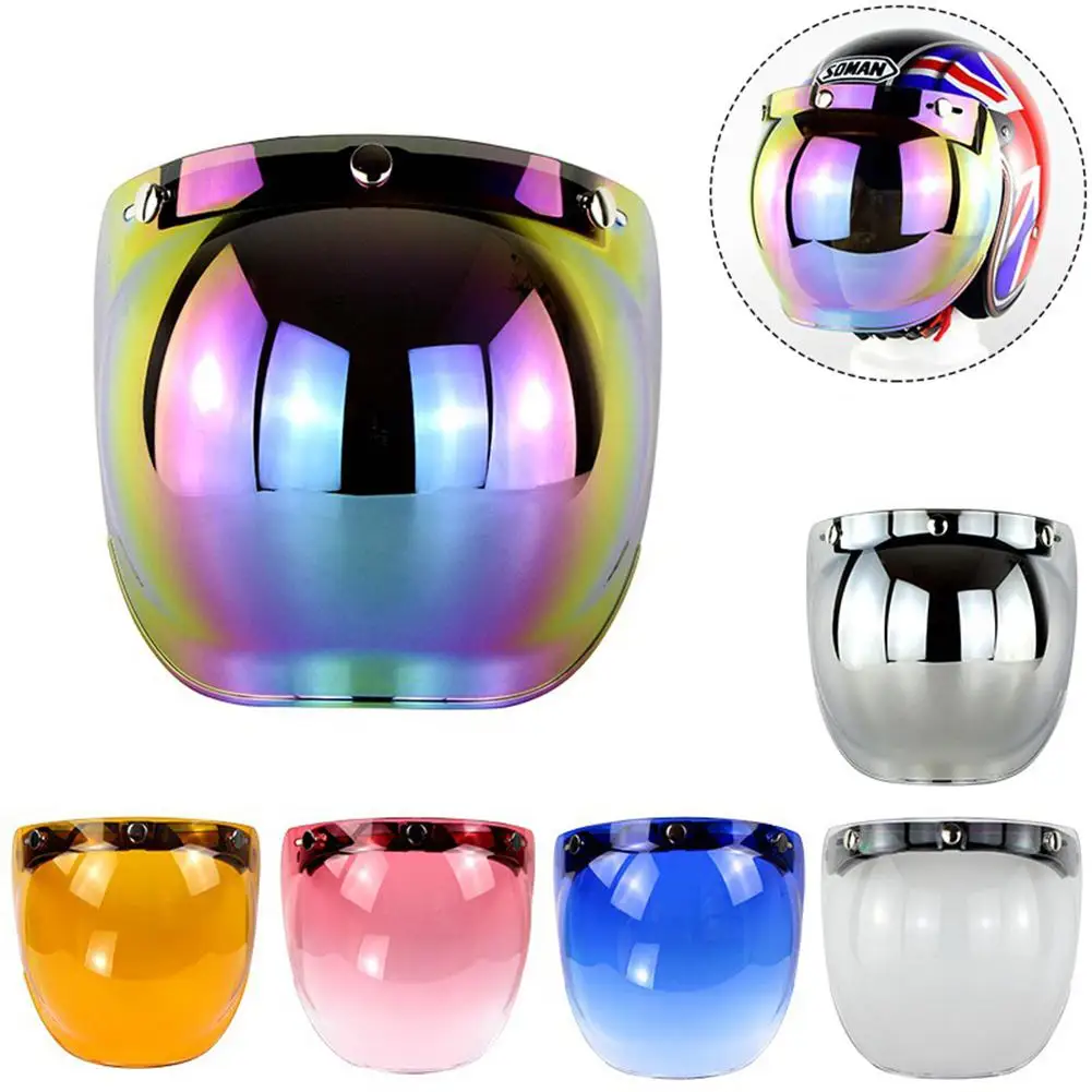 

LumiParty Face Lens Sun Shield Visor Half frame Retro 3-snap Sunscreen Sun Shield Visor Bubble Mirro for Motorcycle Helmet