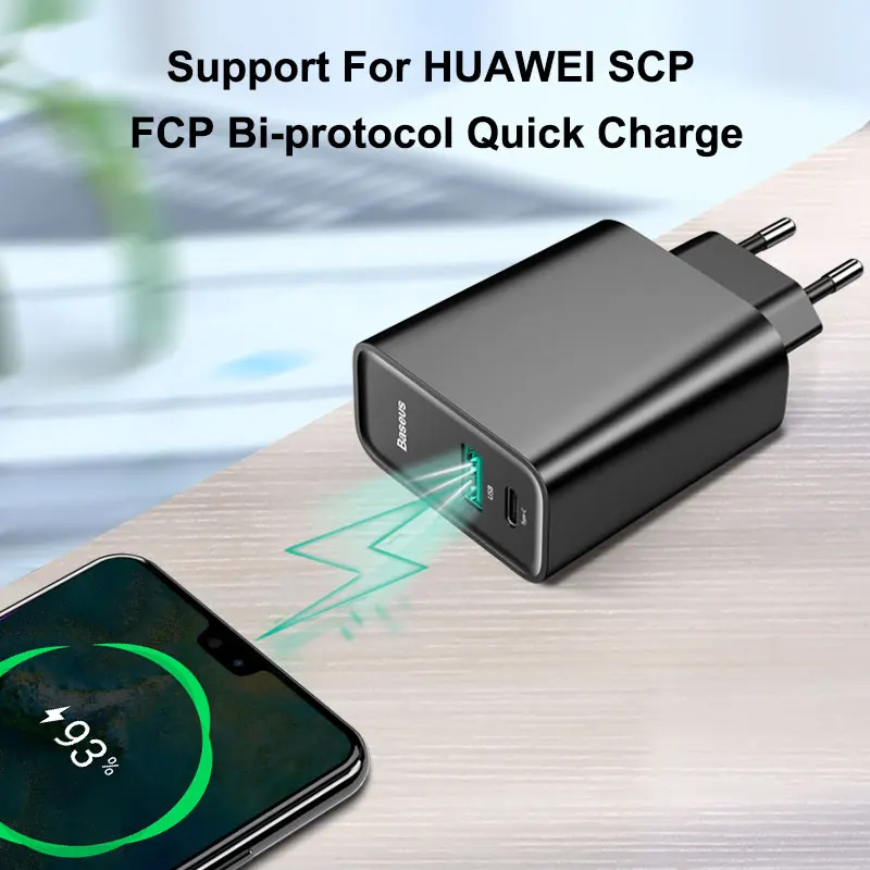 Зарядное устройство Baseus Quick Charge 4,0 3,0 USB для Redmi Note 7 Pro 30W PD Supercharge быстрое зарядное устройство для телефона для huawei P30 iPhone 11 Pro