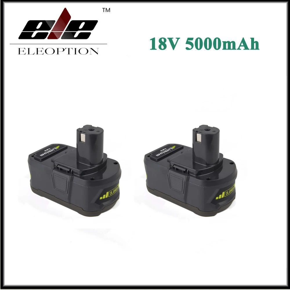 

2x Eleoption 18V 5000mAh Li-Ion Rechargeable Battery For Ryobi P108 RB18L40 P2000 P310 For Ryobi for ONE+ BIW180