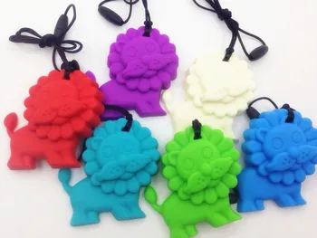 

New 100pcs/lot Chewable Silicone Nursing Pendant necklace. lion silicone baby teething /silicone large lion pendant-BPA free