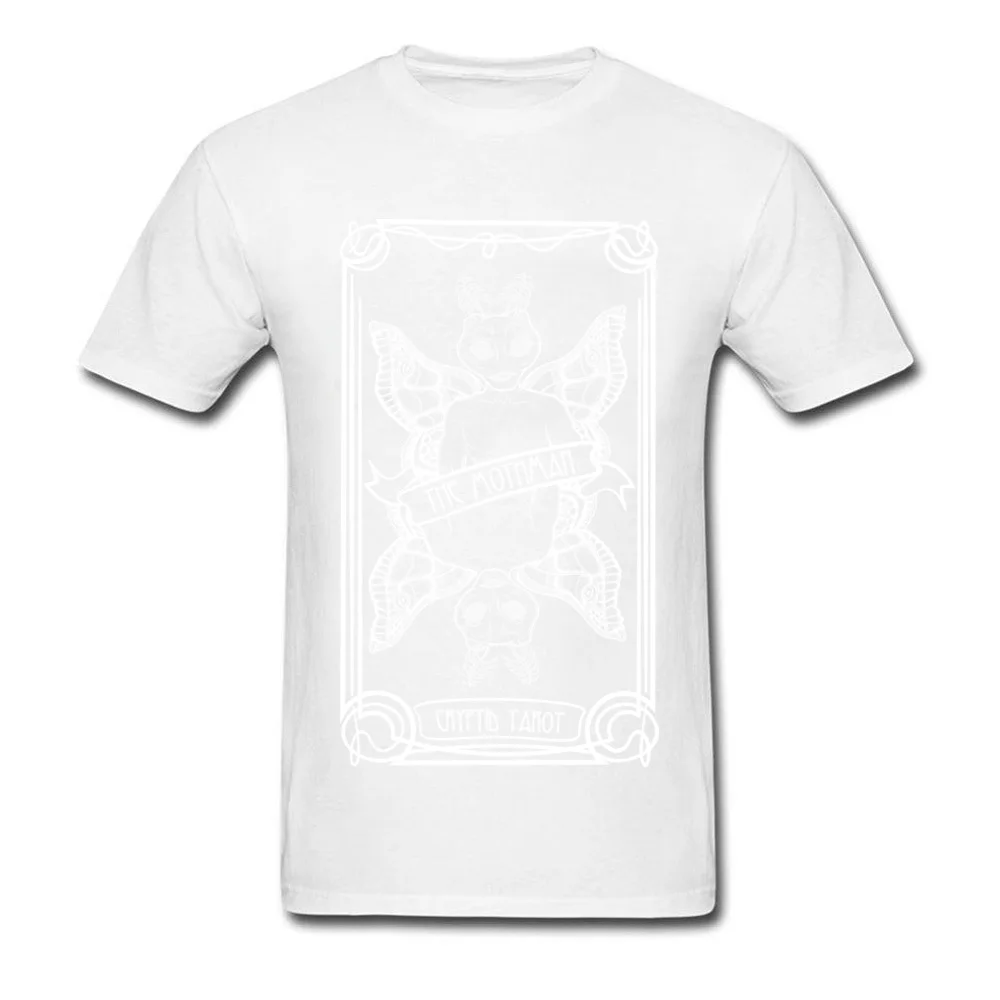 Hot Sale Men Tops & Tees Cryptid Tarot Series The Mothman Top T-shirts 100% Cotton Round Neck Short Sleeve Tee-Shirts Printed On Cryptid Tarot Series The Mothman white