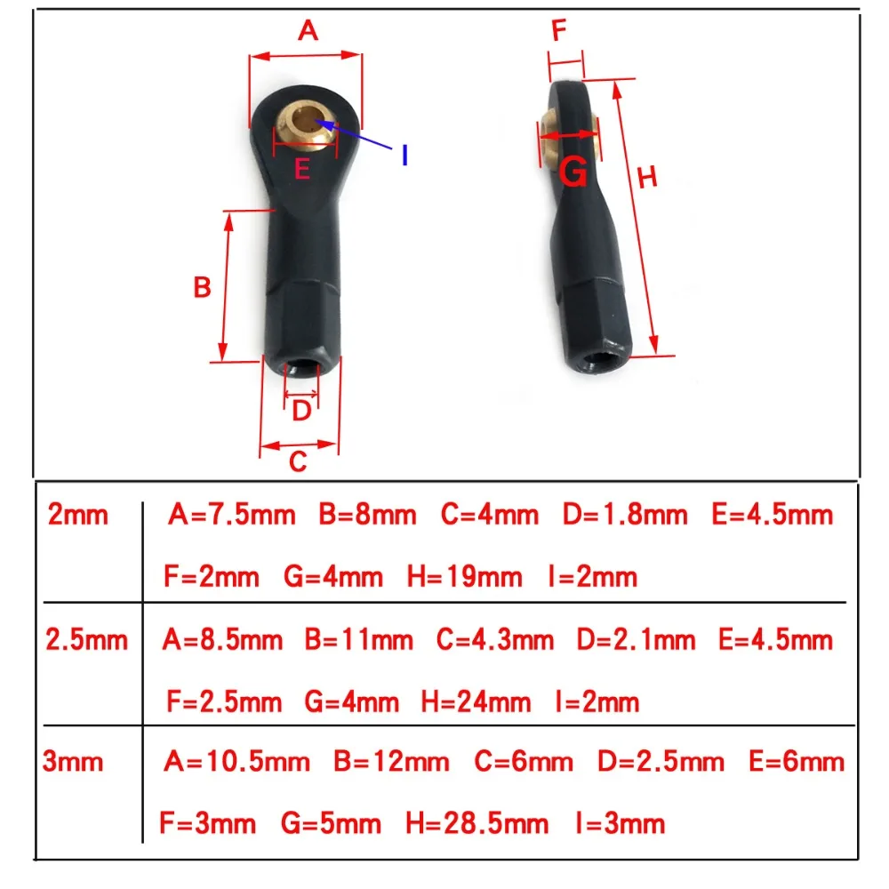 10 шт. держатель с шаровой головкой наконечник рулевой тяги M2 M2.5 M3 шаровая совместная ссылка конец стержня для RC модели автомобиля самолета лодки
