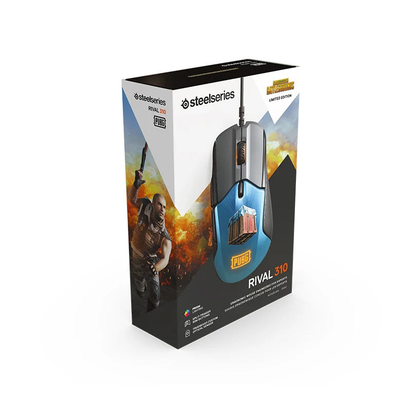  SteelSeries Rival 310 RGB FPS USB Optical Gaming Wired Mouse with 12000 CPI Split-Trigger Buttons C