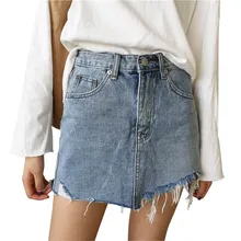 LIVA Сексуальная Женская винтажная трапециевидная джинсовая юбка-карандаш с бахромой, мини джинсовая юбка с высокой талией, рваные Летние повседневные юбки