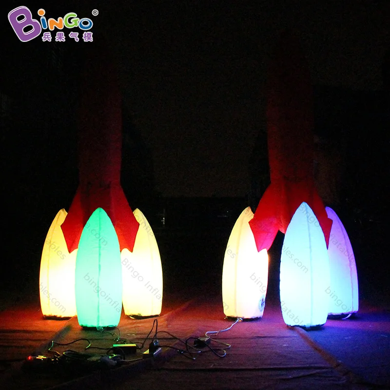 

High quality 16 colors change 2M tall inflatable rockets with blower customized LED lighting inflatable rocket model toys
