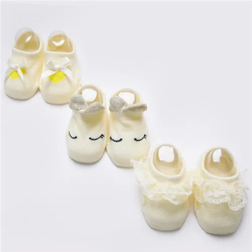 3 пар/лот; милые кружевные носки принцессы для малышей; хлопковые носки для новорожденных мальчиков и девочек; носки для малышей; аксессуары; Размер SandM - Цвет: Цвет: желтый