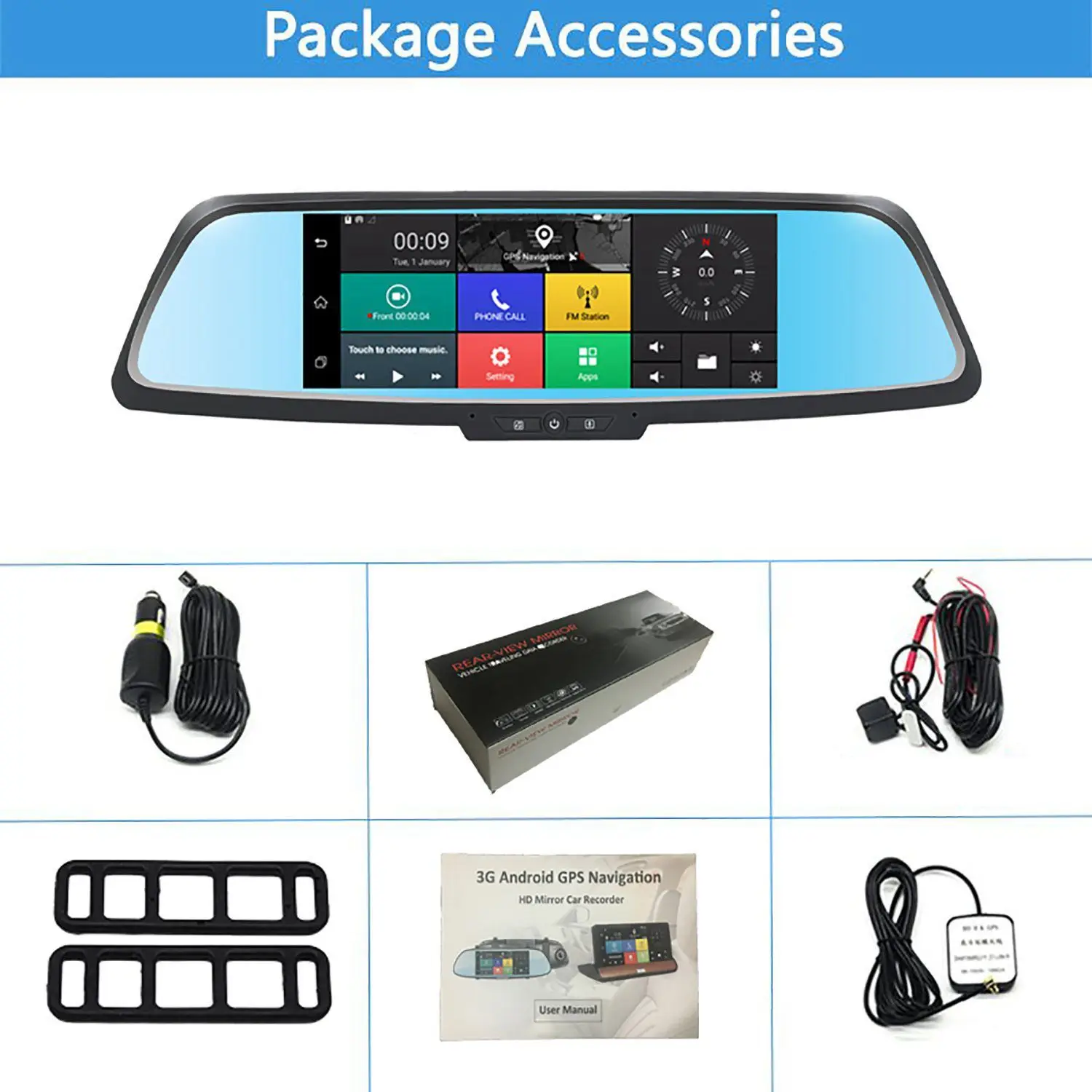  Mode 7 zoll FHD 1080P Android 5.0 3G & WIFI GPS Navigation Auto Dvr Kamera mit Dual objektiv Dash b