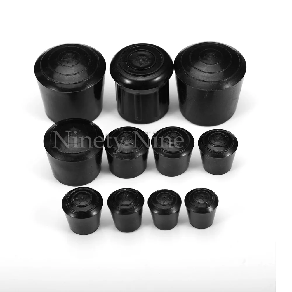 블랙 라운드 가구 의자 테이블 다리 발 고무 커버, 바닥 보호대 캡, 내경 10-35mm, 12 개