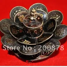 TBC845 тибетская латунная горелка ладана лотоса, 100*60 мм, тибетские антикварные металлические палочки ладана, амулеты бабао