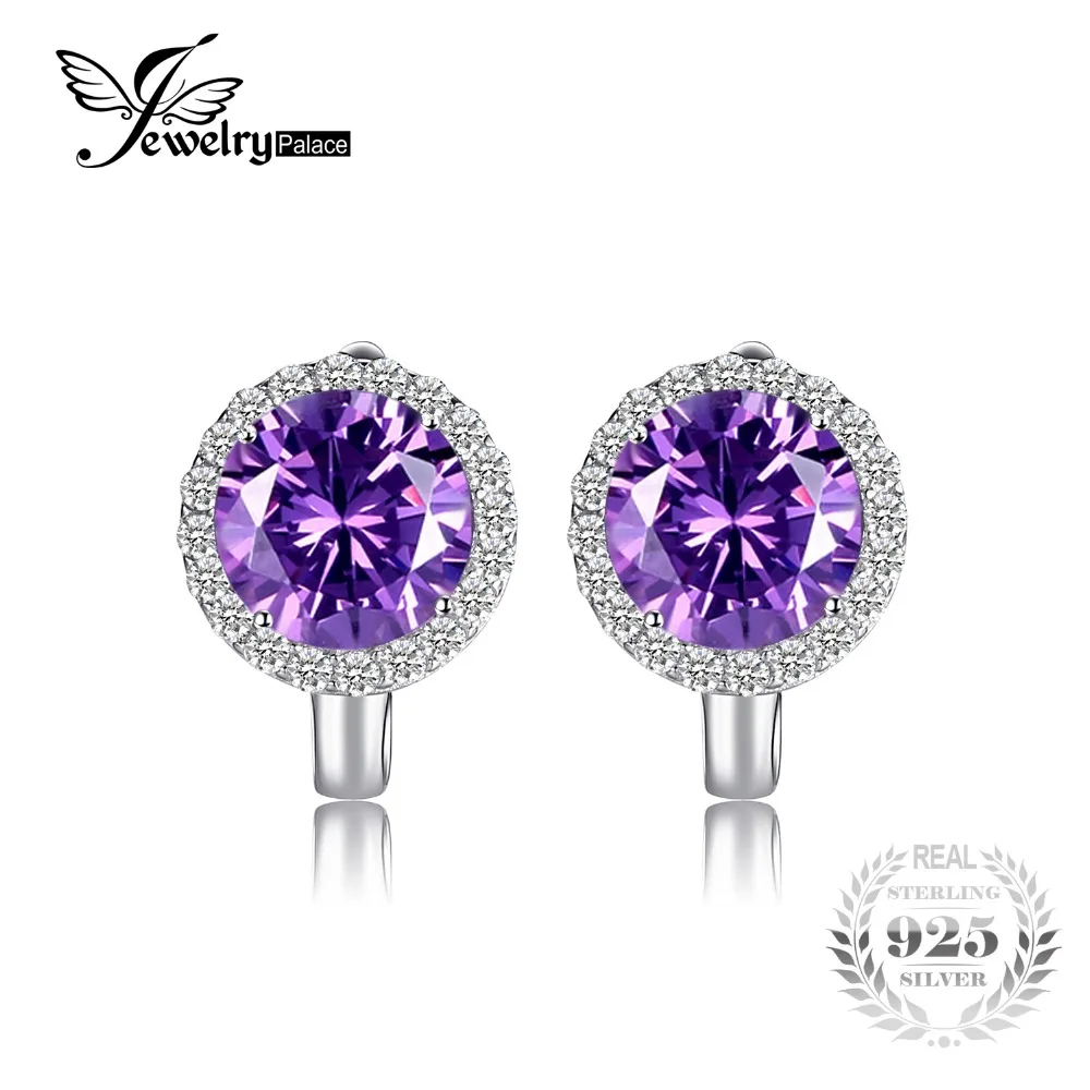 

JewelryPalace Luxury 6.1ct Created Alexandrite Sapphire Clip Earrings 925 Sterling Silver Charms Brand Fine Jewelry For Women