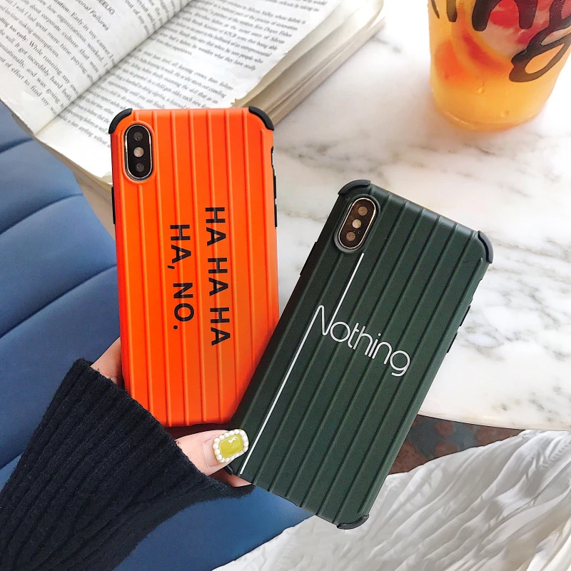 

Orange phone case HAHAHA words message nothing for iPhone XSMAX iPhone X XS for iPhone 6 Plus 6s 7 7P 8 8Plus 3D soft black case