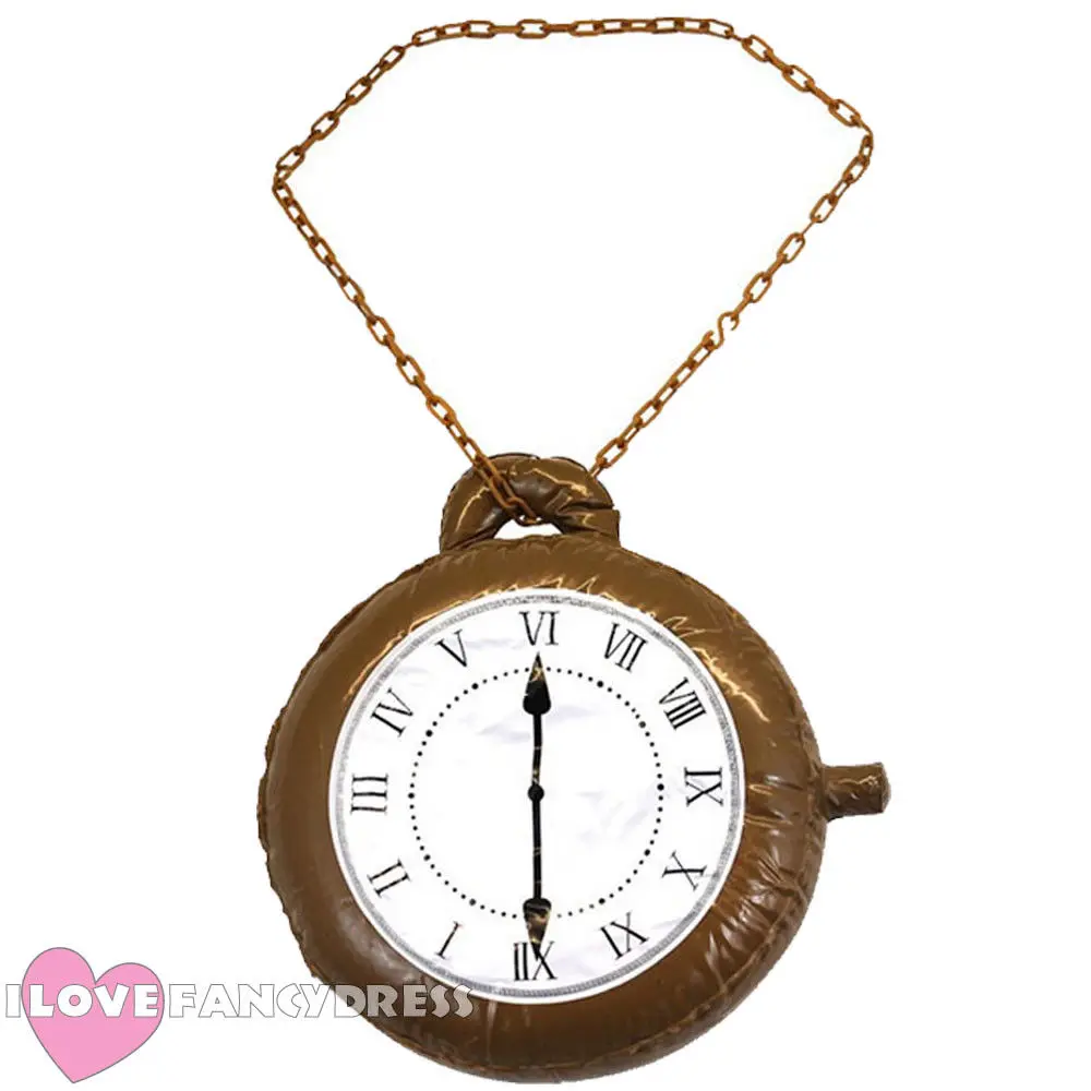 

INFLATABLE JUMBO CLOCK MEDALLION NECKLACE ALICE RABBIT 80S RAPPER FANCY DRESS BOOK CHARACTER ACCESSORY I LOVE FANCY DRESS