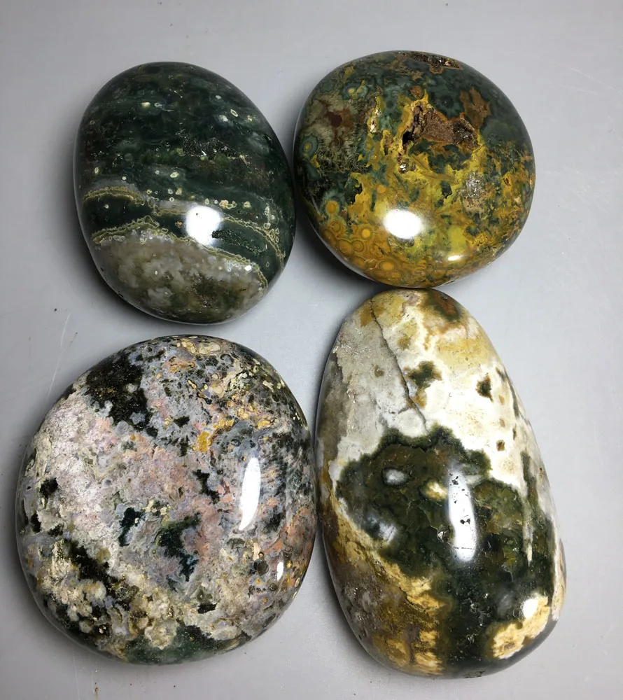 

1117g 4pcs High quality RARE NATURAL OCEAN JASPER QUARTZ egg christian gifts stone