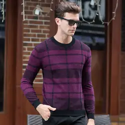 Высокое качество 100% натуральная шерсть свитер Для мужчин осень-зима вязаный кашемировый Свитеры для женщин Мода Полосатый пуловер с