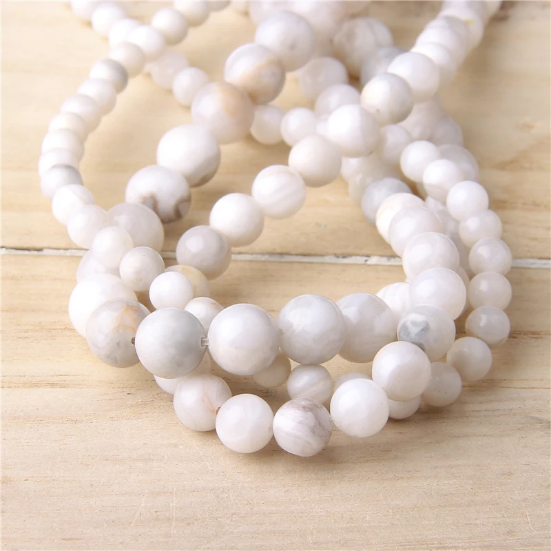 

Natural Stone Beads White Crazy Agates Round Loose Beads 4 6 8 10 12mm Fit DIY Jewelry Making Accessories beads white natural