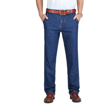 

100% Cotton Spring Summer Men Jeans Slight Classic Denim Pants Male Washed Baggy Blue Designer Causal Jeans Man High Quality