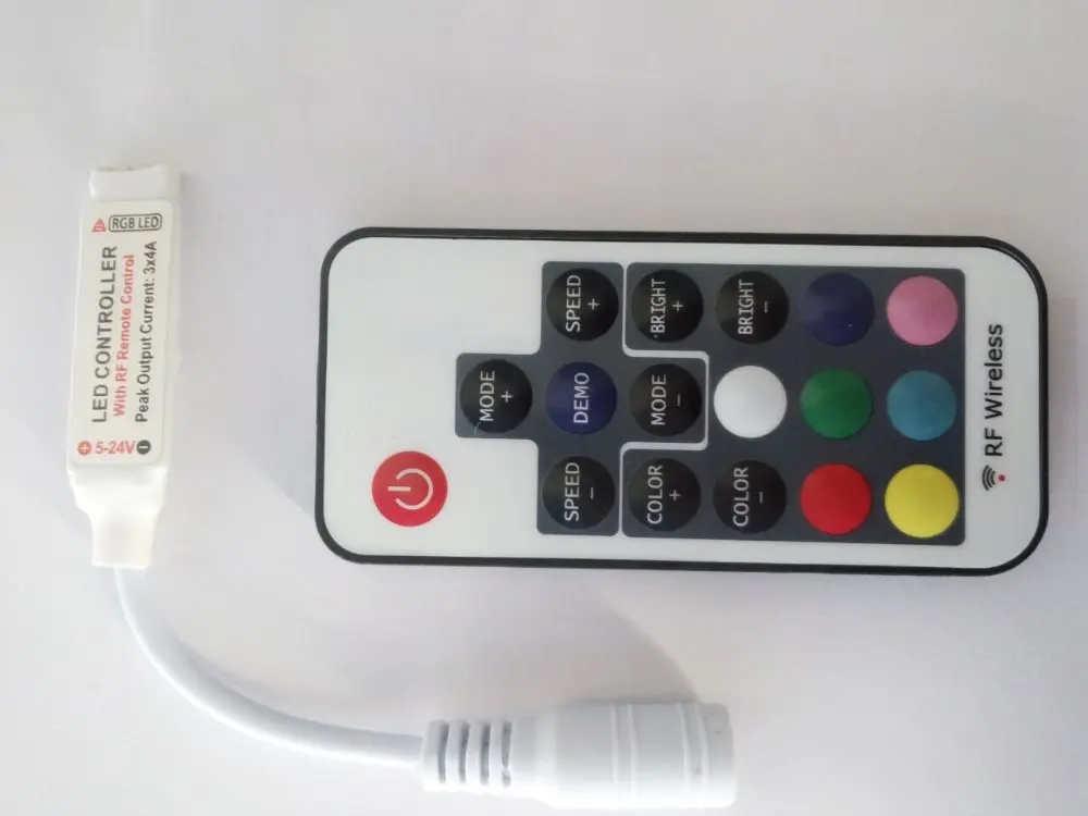 5pc/lot DC5-24V RF wireless mini Led Remote Controller With DC Port Connector for RGB led strip | Лампы и освещение