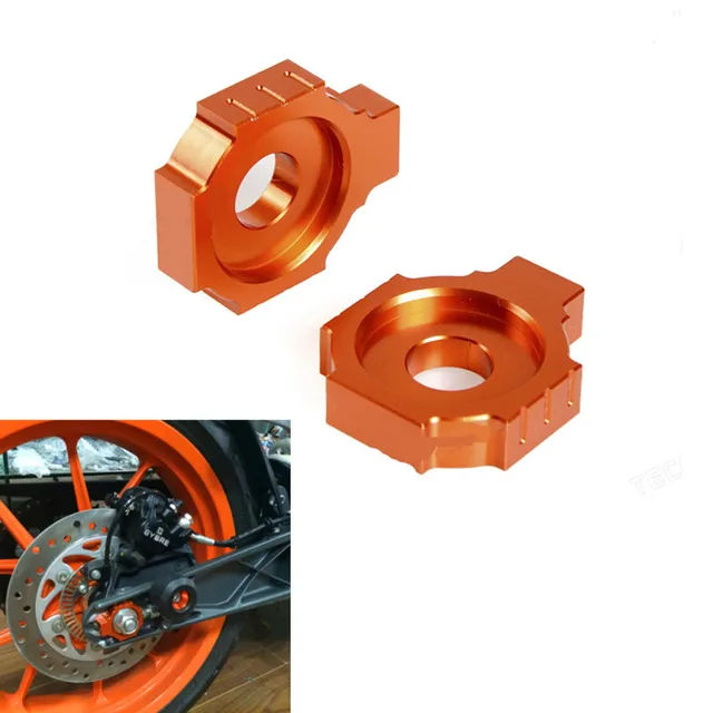 One Pair Motorcycle CNC Rear Axle Spindle Chain Adjuster Blocks for KTM