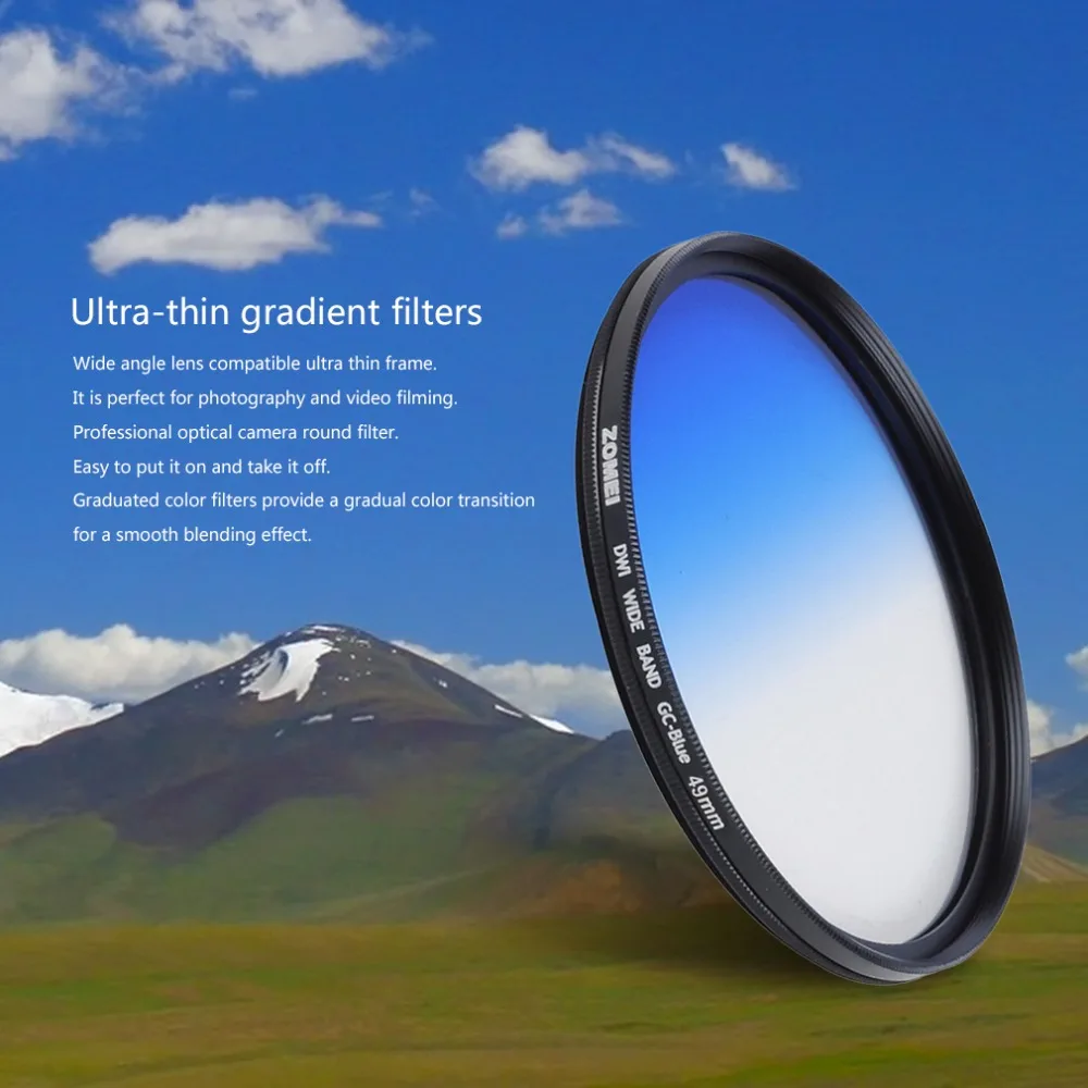

Zomei GND Camera Round Filter Optical Ultra Thin Graduated Neutral Density Filter Blue Red Orange 49mm 52mm 58mm 67mm 72mm 77mm