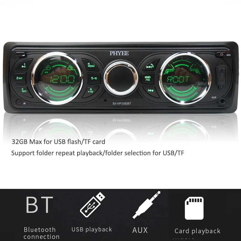  1 Din Detachable Car Radio RDS Autoradio Bluetooth Stereo Audio A2DP Handsfree AM FM USB SD AUX ISO