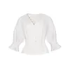 Bella Philosophy Spring Summer Cotton Linen Women Victoria Court Blouse Puff Sleeve French Style Female Blouse Buttons Shirt 5