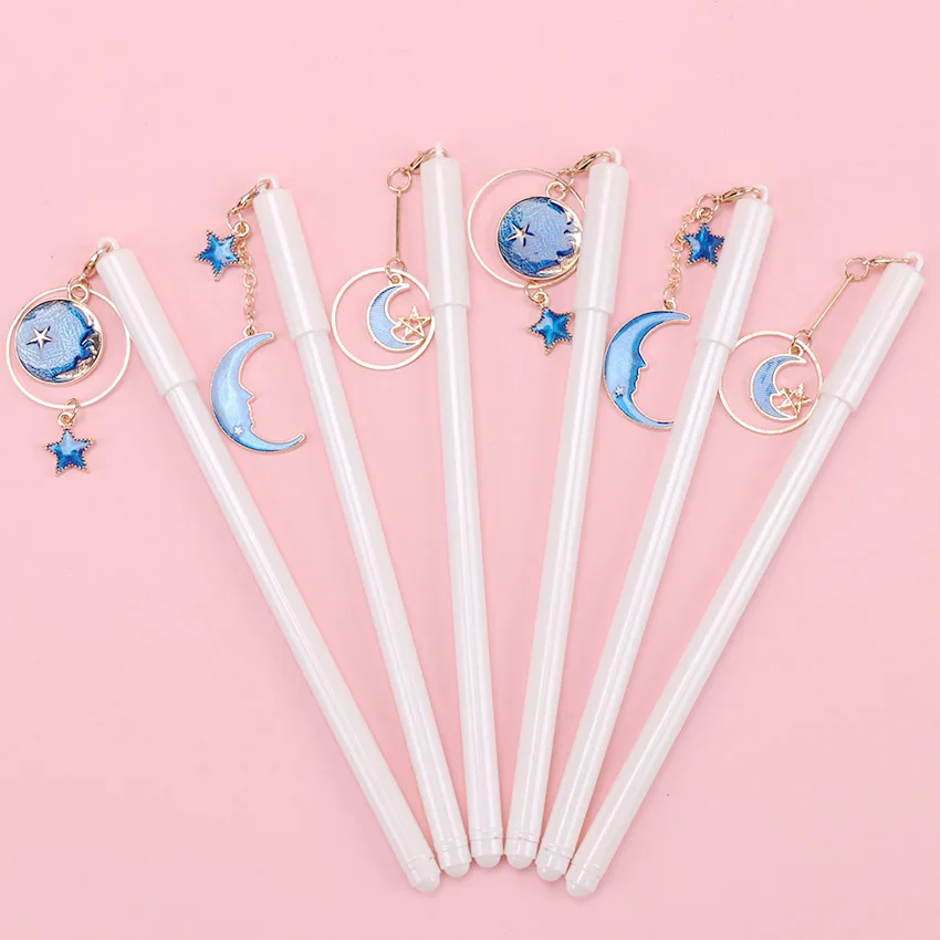 

0.38mm Black Starry Star Moon Pendant Gel Pen Signature Pen Escolar Papelaria School Office Supply