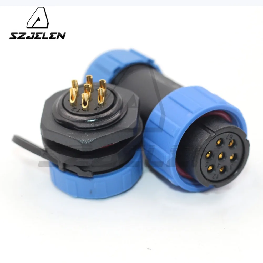 

SP21 type waterproof power connector 7Pin IP68 cable connector Plug and socket, rv solar power plug,solar connector,solar plug