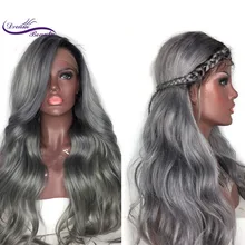 Dream Beauty Ombre Grey 13×3 Lace Front Human Hair Wigs Brazilian Body Wave remy Human Hair Lace Wigs With Baby Hair