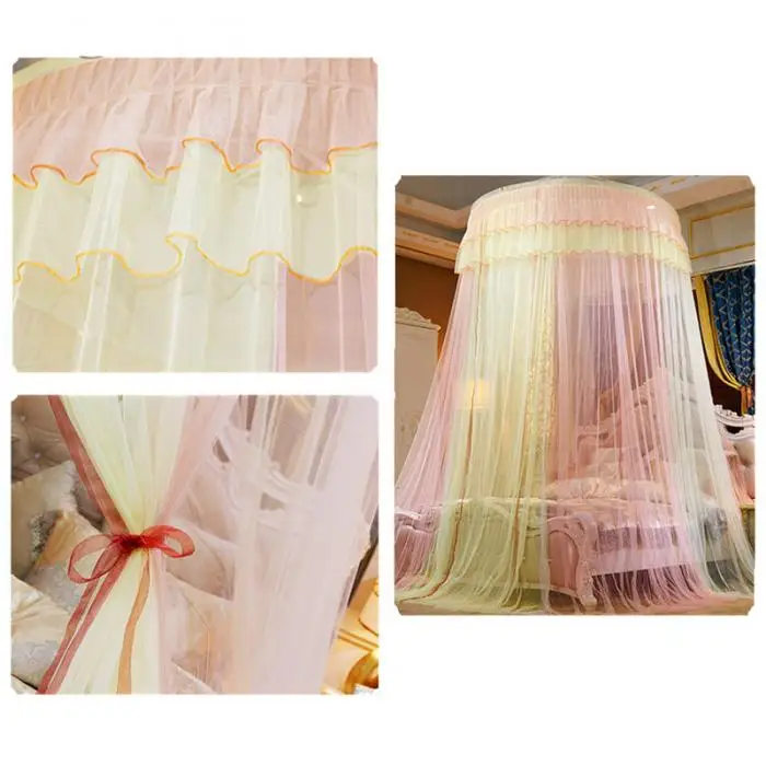 Newly Round Lace High Density Princess Bed Nets Curtain Dome Princess Queen Canopy Mosquito Nets