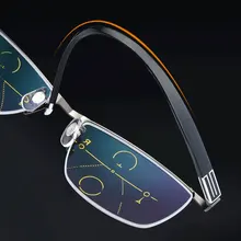 Reven Jate полуободные очки смарт-зум прогрессивный мультифокальный анти-синий луч для чтения дальнозоркости многофокальный