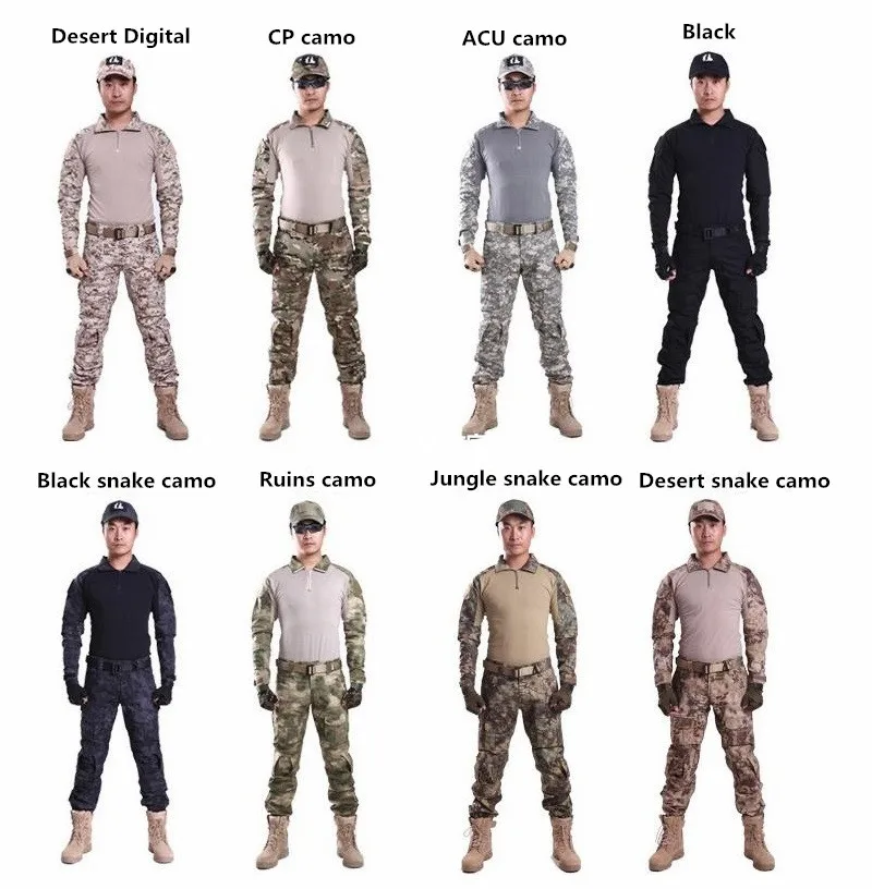 

7 colors camo Frog Clothes for CS Tactical Combat Uniform Outdoor Sports Military Hunting Suit Shirt Pants