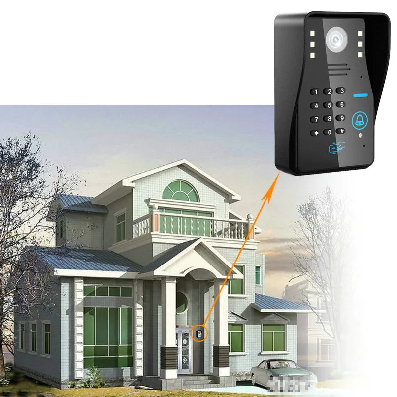 Проводная сенсорная кнопка 7 "видеодомофон домофон система 1 RFID код на клавишной панели номер дверной звонок камера 1 монитор 1000TVL