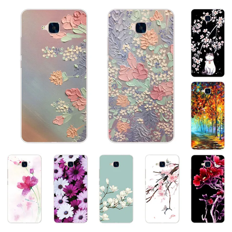 

huawei honor 5c Case,Silicon Full flower Painting Soft TPU Back Cover for huawei honor 5c protect Phone bags No Fingerprint