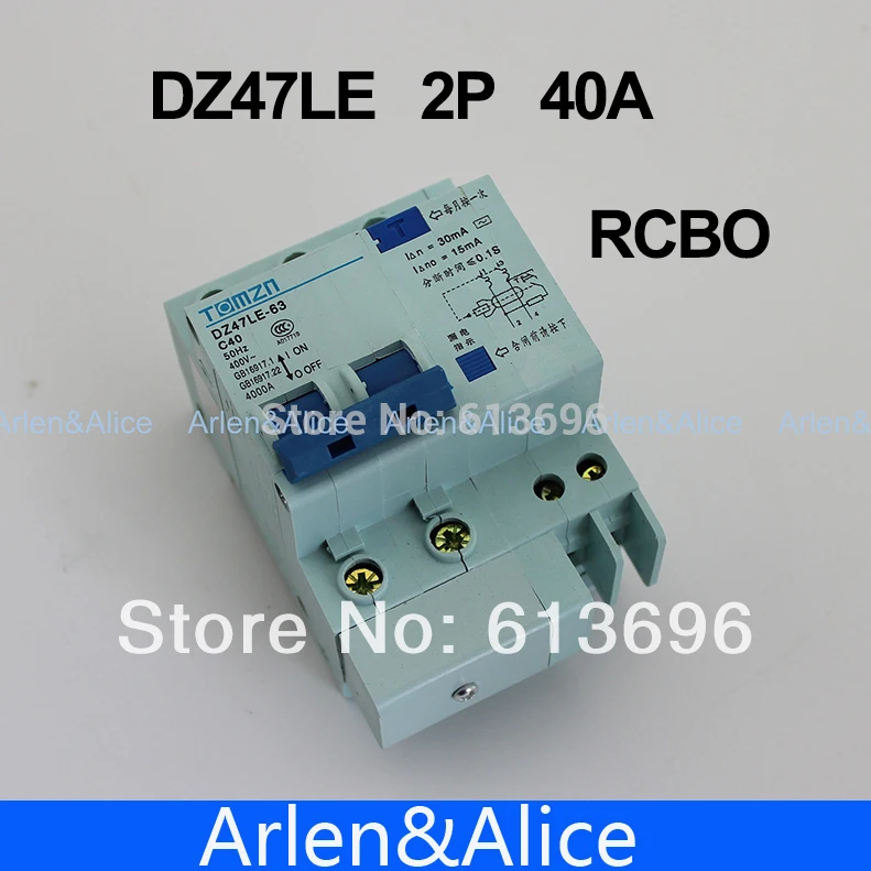 Автоматический выключатель DZ47LE 2P 40A 230V ~ 50HZ/60HZ с защитой от перегрузки по току и