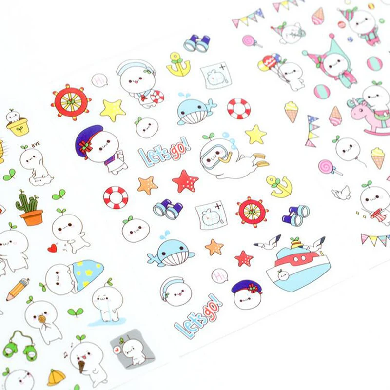 

6 Sheets /Pack Kawaii Cartoon Baymax Sticker Adhesive Craft Stick Label Notebook Computer Phone DIY Decor Kids Gift Stationery
