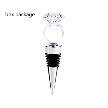 

Wedding Decorative Diamond Ring Wine Beverage Bottle Stopper Zinc Alloy and Glass,Reusable Plug with Gift Box for Wedding Party