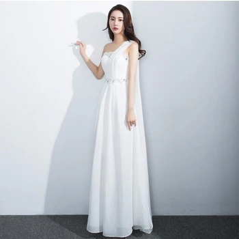 

bridesmaid dresses Elegant Beading Zipper one shoulder long wedding party dress Plus sizes Chiffon Robe Soiree