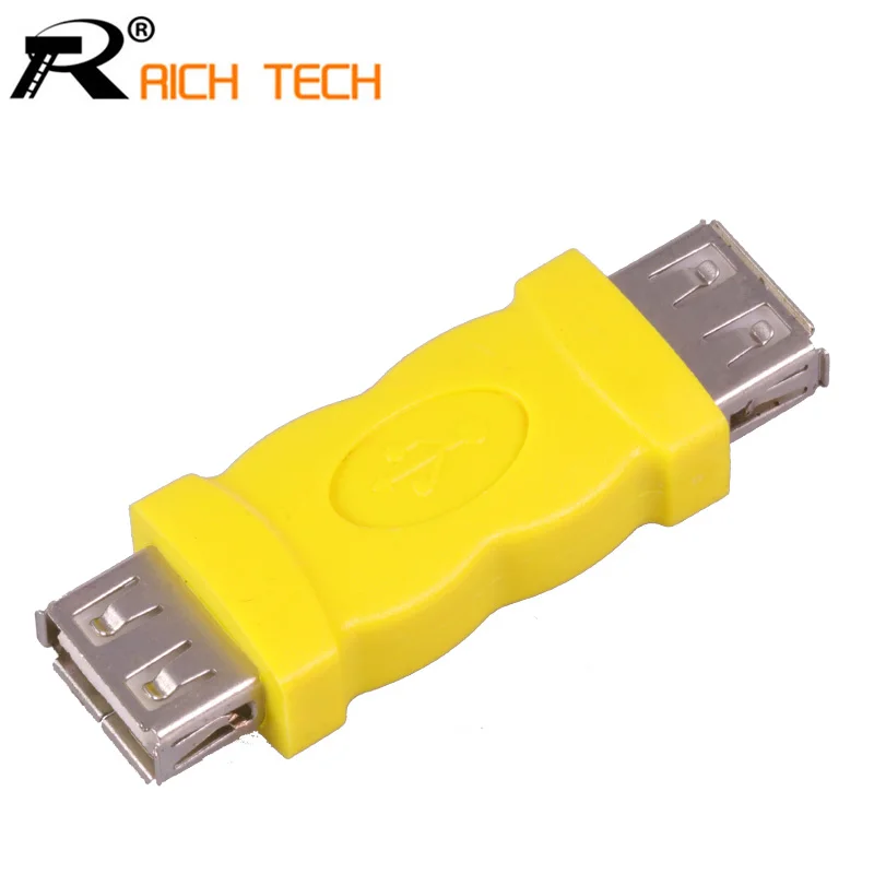 

USB A Type Female to A Type Female extended adapter USB2.0 AF to AF usb connector R Connector wholesale Yellow Color 3pcs