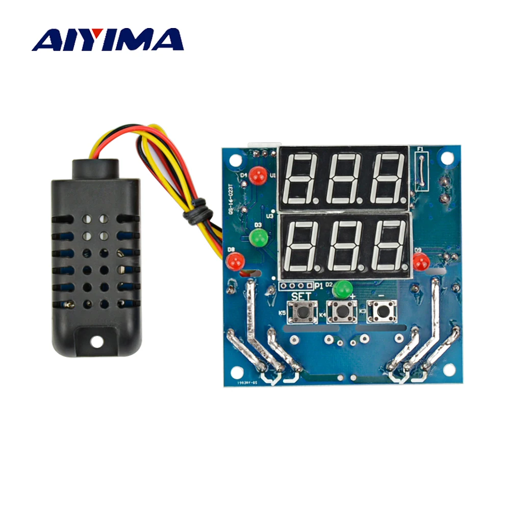 

Aiyima 12V Intelligent Temperature Humidity Controller Relay Thermostat AC/DC Capacitive Temperature/Humidity integrated Sensor