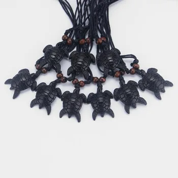 

12pcs Imitation yak bone Black Sea Surfer Turtle Pendant Necklace