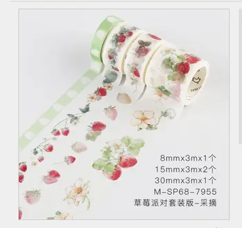 

4 Rolls/pack Fresh Fruit strawberry green leaf plants flower branch washi tape DIY planner scrapbooking masking tape escolar