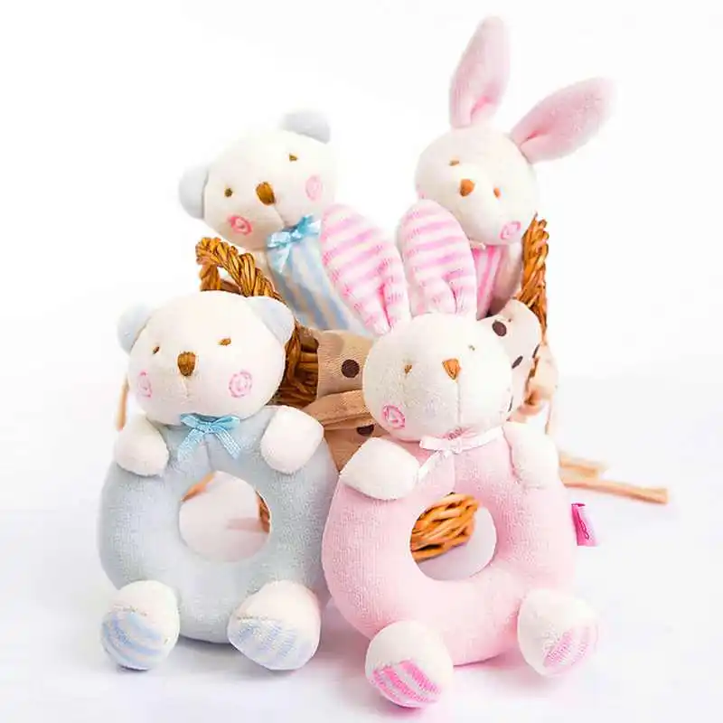 2pcs Hot Sale Baby Rattles Mobiles BB+ Sticks Soft Bear Plush Doll Crib