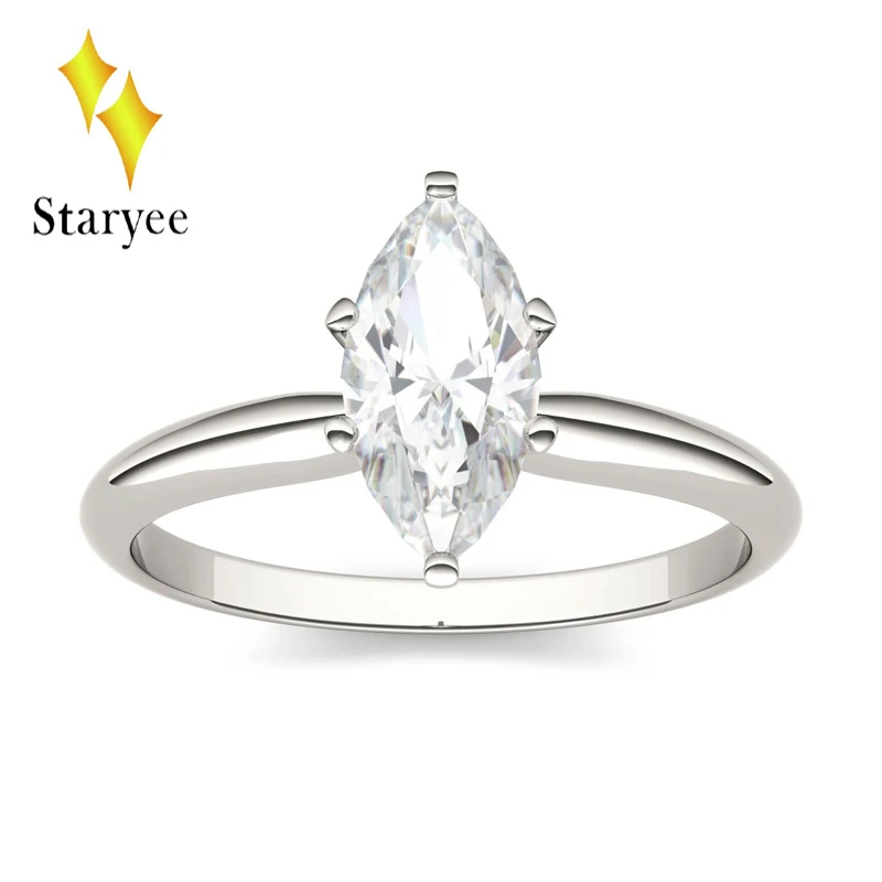 STARYEE 1.0CT маркиза разрезанный Муассанит кольцо Настоящее 18 К желтое золото обручальные ювелирные изделия из чистых бриллиантов для женщин Charles Colvard VS DEF