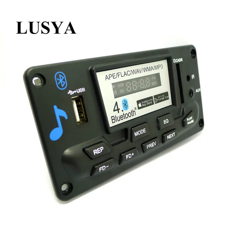 

Lusya 12V LCD Bluetooth MP3 Decoder Board WAV WMA Decoding MP3 Audio Module Support FM Radio AUX USB T0111