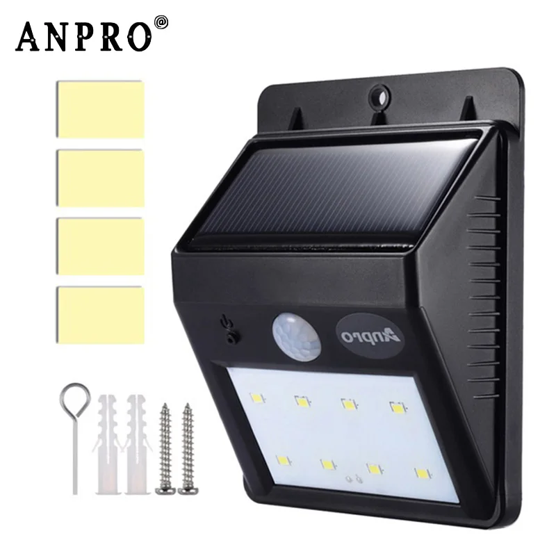 

Anpro IP65 8 LED Solar Powered Light PIR Motion Sensor Waterproof Panel Lamp Wall Lampada Outdoor Garden Security Led Light